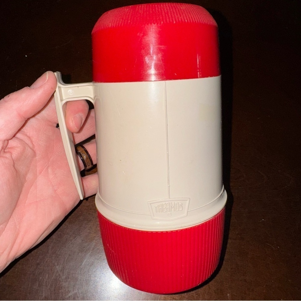 Vtg Thermos Vacuum Jar 6202 King-Seeley Red/Tan Pint Wide Mouth Leak Proof CMPLT